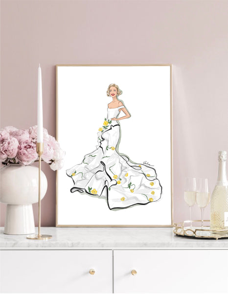 Met Gala gown inspired art print fashion illustration