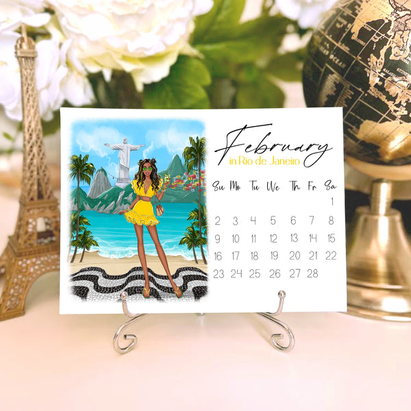 2025 Travel Calendar - Fashion Illustration Desk Mini Calendar