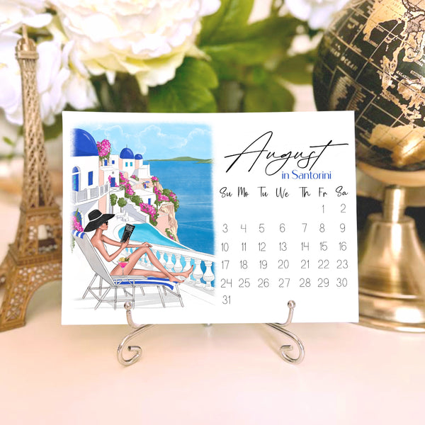 2025 Travel Calendar - Fashion Illustration Desk Mini Calendar