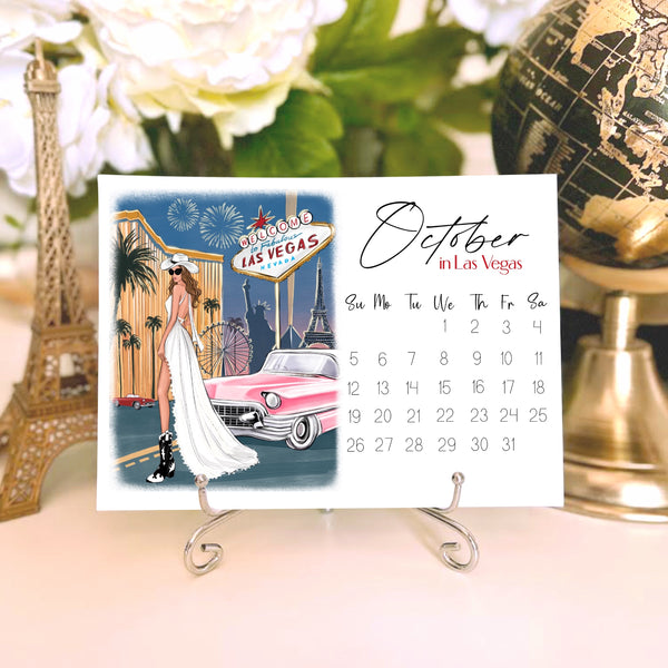 2025 Travel Calendar - Fashion Illustration Desk Mini Calendar