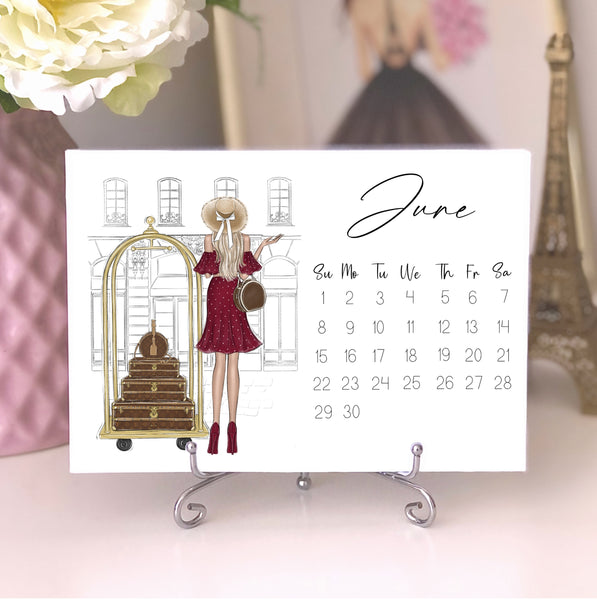 2025 Desk Calendar - Fashion Illustration Mini Calendar with stand