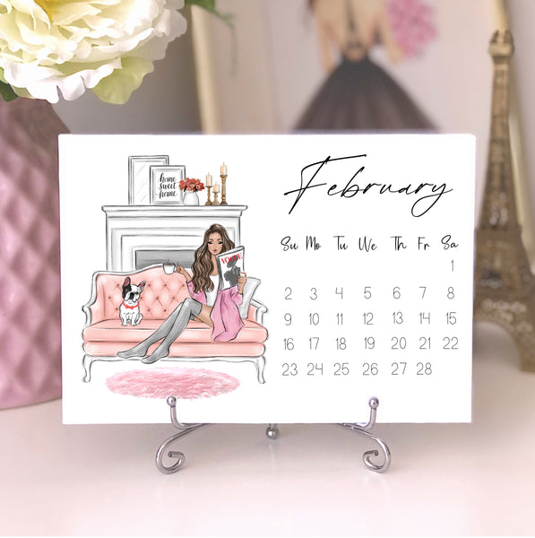 2025 Desk Calendar - Fashion Illustration Mini Calendar with stand