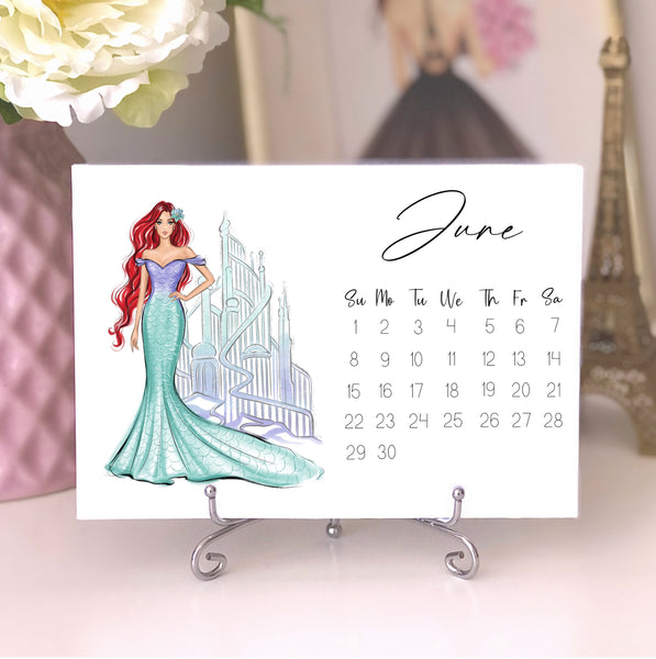 2025 Princess Calendar - Fashion Illustration Desk Mini Calendar