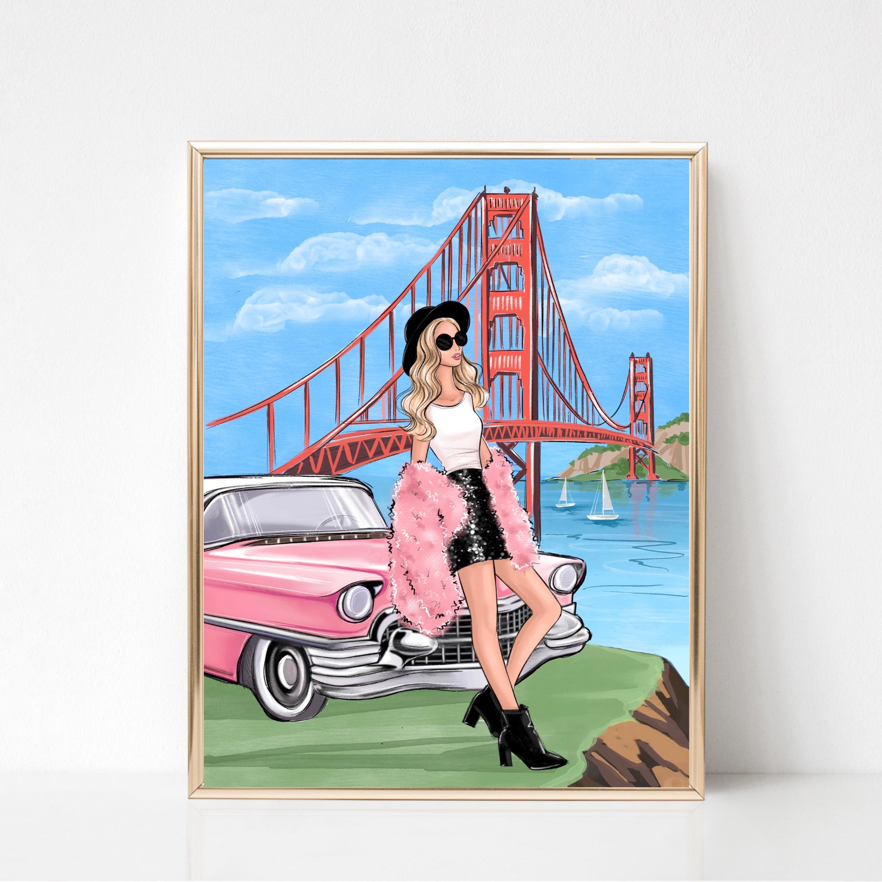 Girl in San Francisco art print fashion illustration