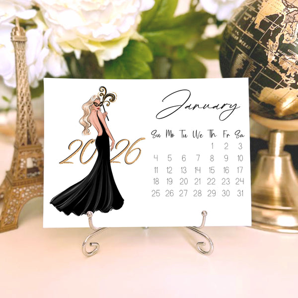 2026 Desk Calendar - Fashion Illustration Mini Calendar