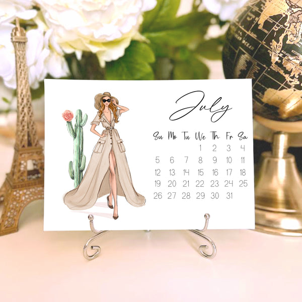 2026 Desk Calendar - Fashion Illustration Mini Calendar