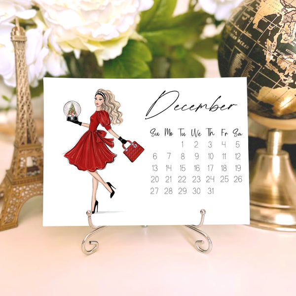 2026 Desk Calendar - Fashion Illustration Mini Calendar
