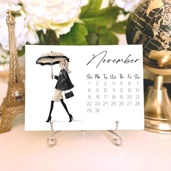 2026 Desk Calendar - Fashion Illustration Mini Calendar