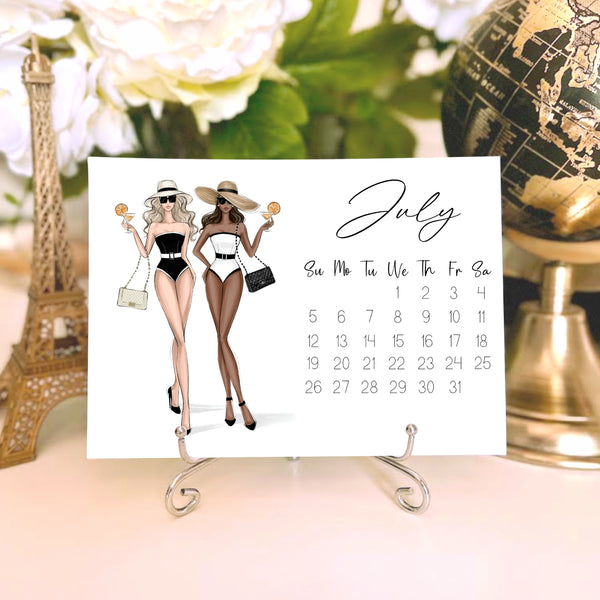 2026 Desk Calendar - Fashion Illustration Mini Calendar
