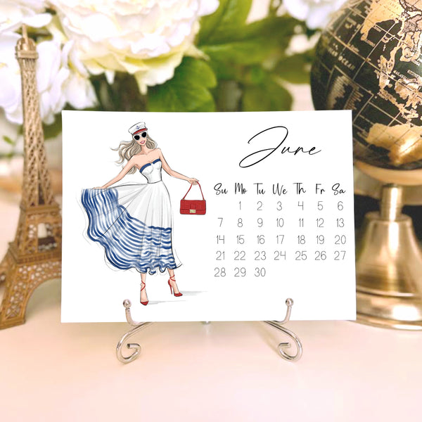 2026 Desk Calendar - Fashion Illustration Mini Calendar