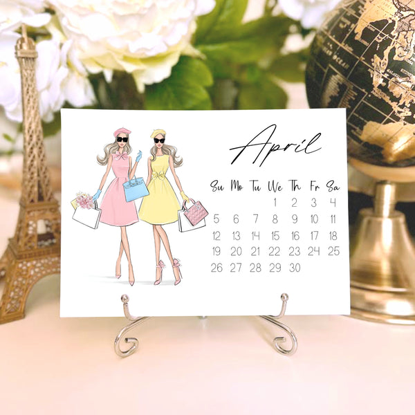 2026 Desk Calendar - Fashion Illustration Mini Calendar