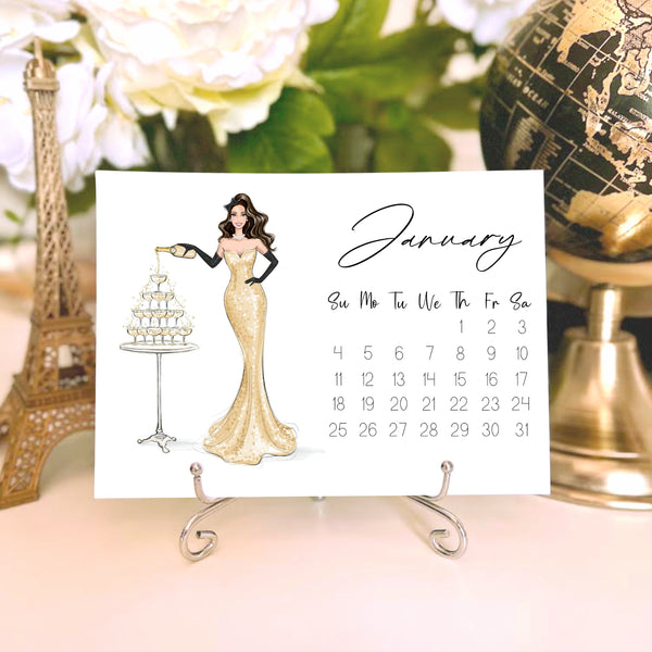 2026 Desk Calendar - Fashion Illustration Mini Calendar
