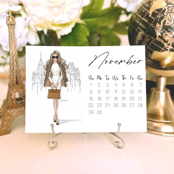 2026 Desk Calendar - Fashion Illustration Mini Calendar