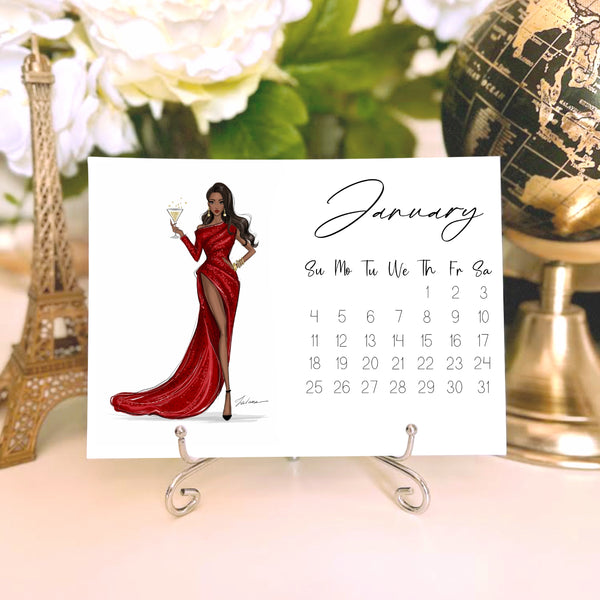 2026 Desk Calendar - Fashion Illustration Mini Calendar