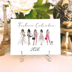 2026 Desk Calendar - Fashion Illustration Mini Calendar with stand