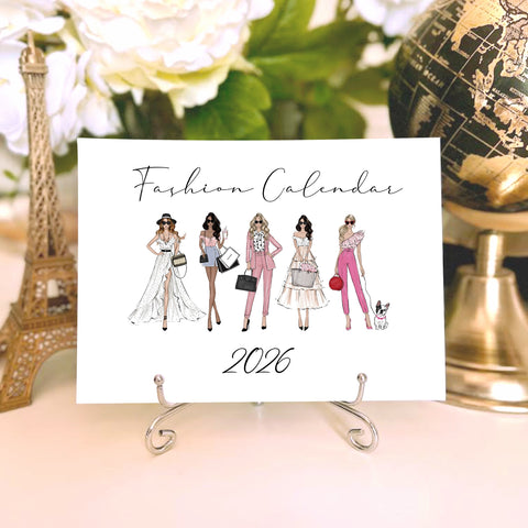 2026 Desk Calendar - Fashion Illustration Mini Calendar with stand