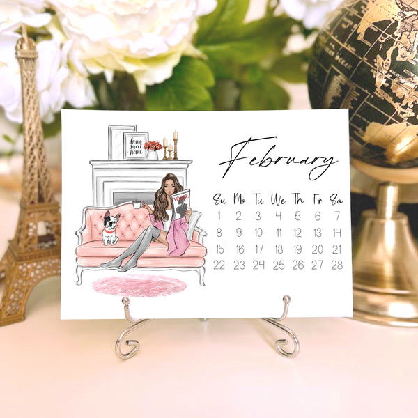 2026 Desk Calendar - Fashion Illustration Mini Calendar with stand