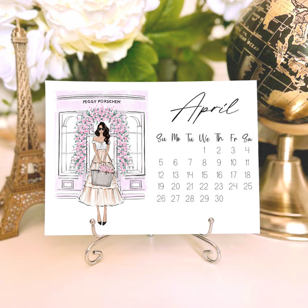 2026 Desk Calendar - Fashion Illustration Mini Calendar with stand