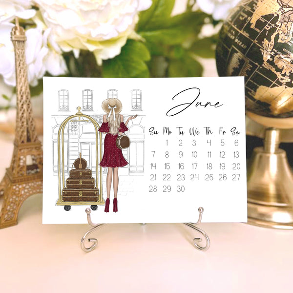 2026 Desk Calendar - Fashion Illustration Mini Calendar with stand