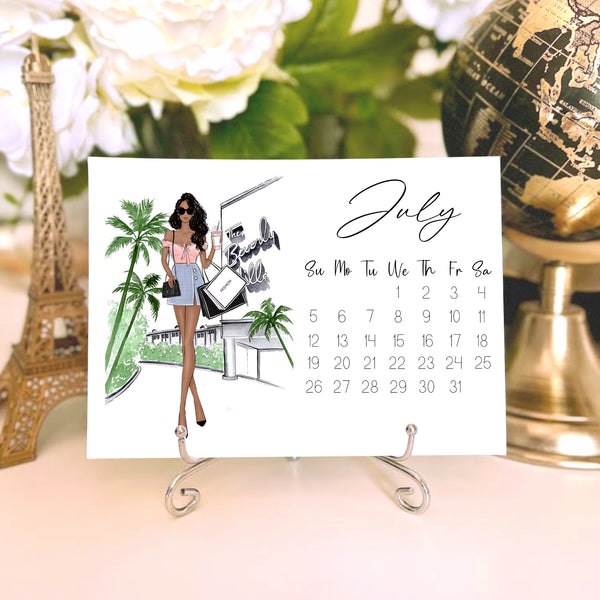 2026 Desk Calendar - Fashion Illustration Mini Calendar with stand