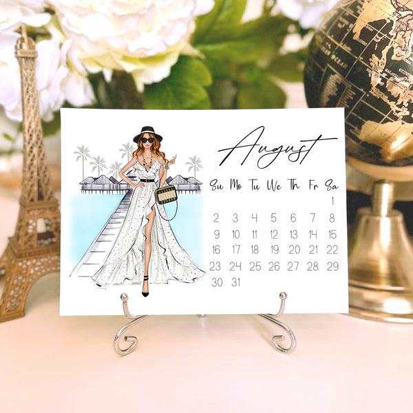 2026 Desk Calendar - Fashion Illustration Mini Calendar with stand