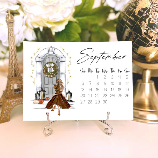 2026 Desk Calendar - Fashion Illustration Mini Calendar with stand