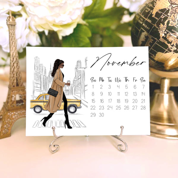 2026 Desk Calendar - Fashion Illustration Mini Calendar with stand
