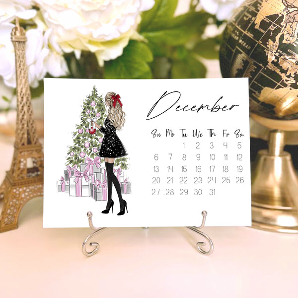 2026 Desk Calendar - Fashion Illustration Mini Calendar with stand