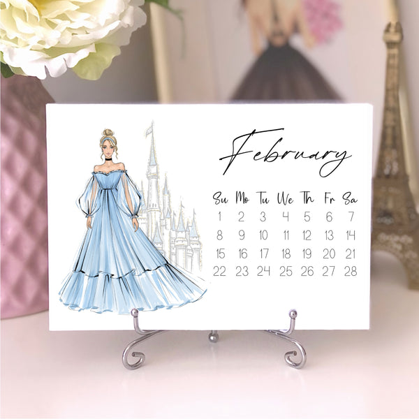 2026 Princess Calendar - Fashion Illustration Desk Mini Calendar