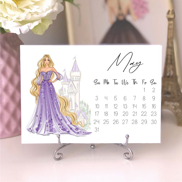2026 Princess Calendar - Fashion Illustration Desk Mini Calendar