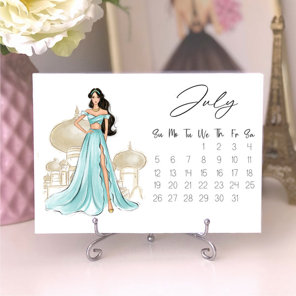 2026 Princess Calendar - Fashion Illustration Desk Mini Calendar