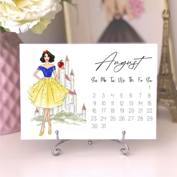 2026 Princess Calendar - Fashion Illustration Desk Mini Calendar