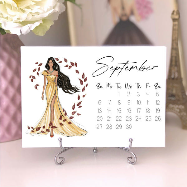 2026 Princess Calendar - Fashion Illustration Desk Mini Calendar