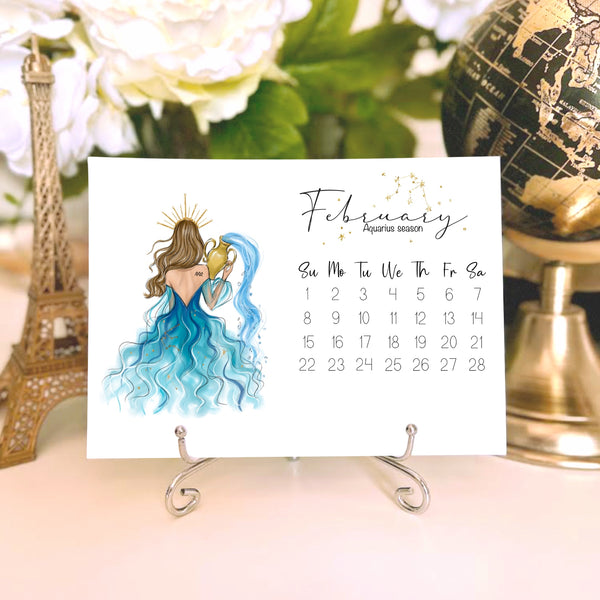2026 Zodiac Desk Calendar - Fashion Illustration Mini Calendar