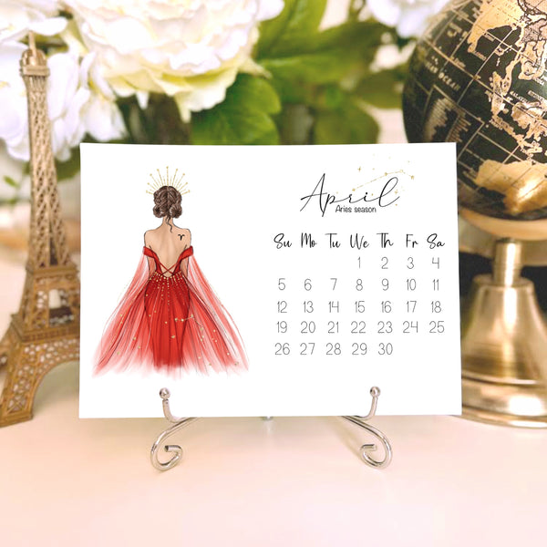 2026 Zodiac Desk Calendar - Fashion Illustration Mini Calendar