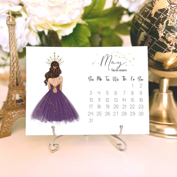 2026 Zodiac Desk Calendar - Fashion Illustration Mini Calendar