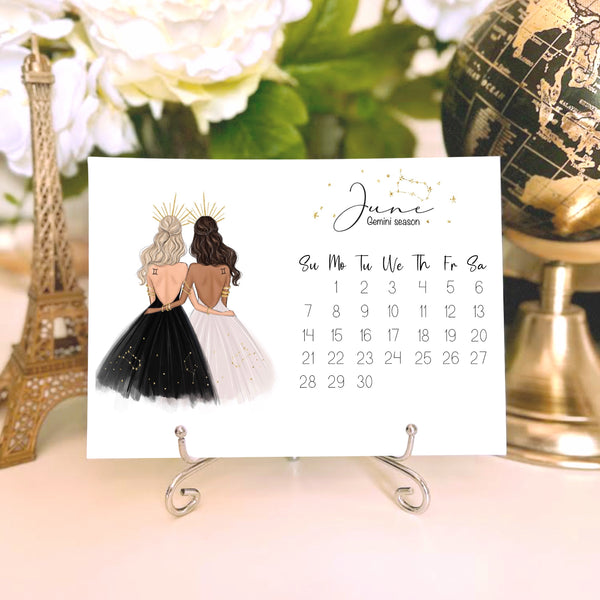 2026 Zodiac Desk Calendar - Fashion Illustration Mini Calendar