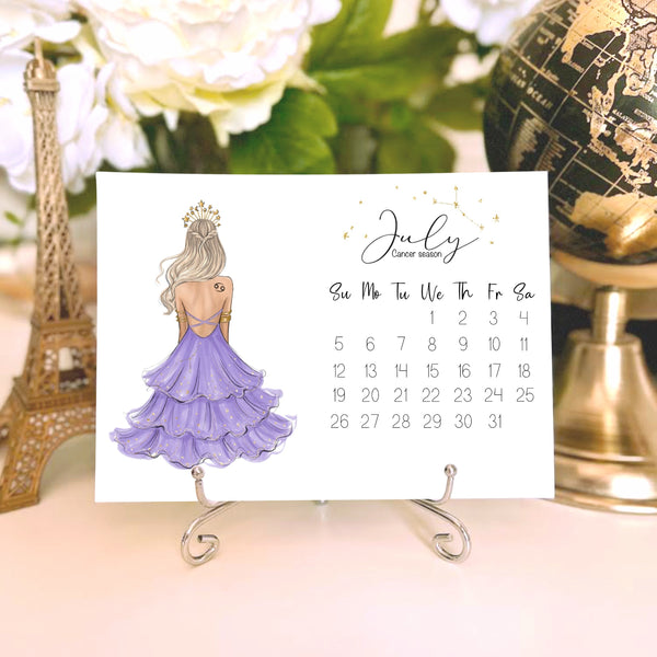2026 Zodiac Desk Calendar - Fashion Illustration Mini Calendar