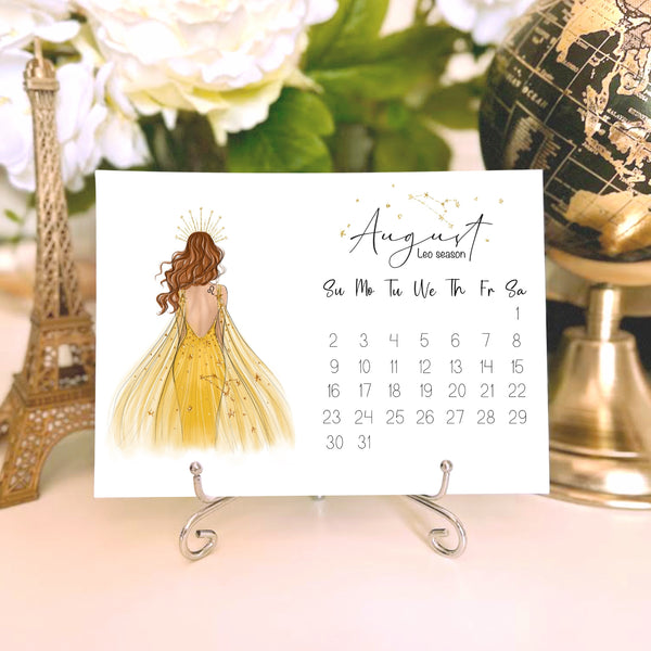 2026 Zodiac Desk Calendar - Fashion Illustration Mini Calendar