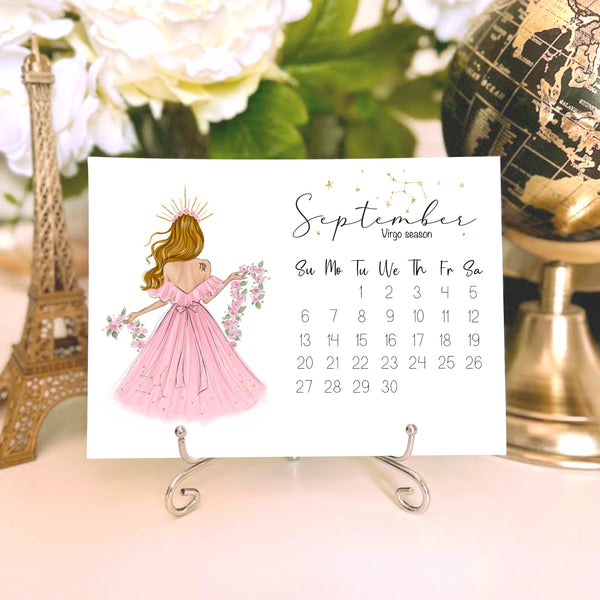 2026 Zodiac Desk Calendar - Fashion Illustration Mini Calendar