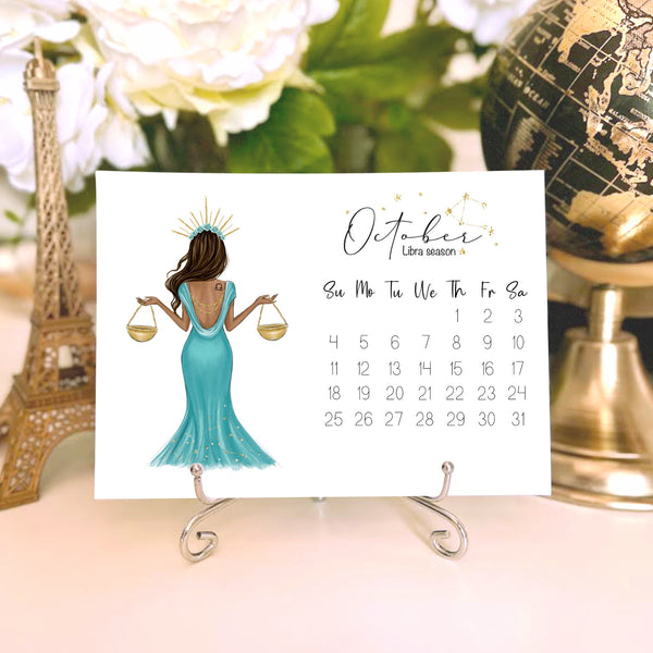 2026 Zodiac Desk Calendar - Fashion Illustration Mini Calendar