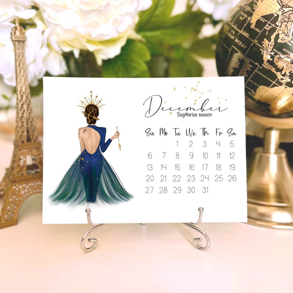 2026 Zodiac Desk Calendar - Fashion Illustration Mini Calendar