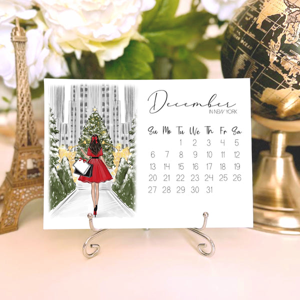 2026 Travel Calendar - Fashion Illustration Desk Mini Calendar