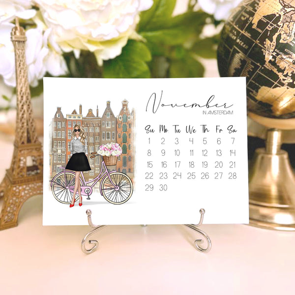 2026 Travel Calendar - Fashion Illustration Desk Mini Calendar