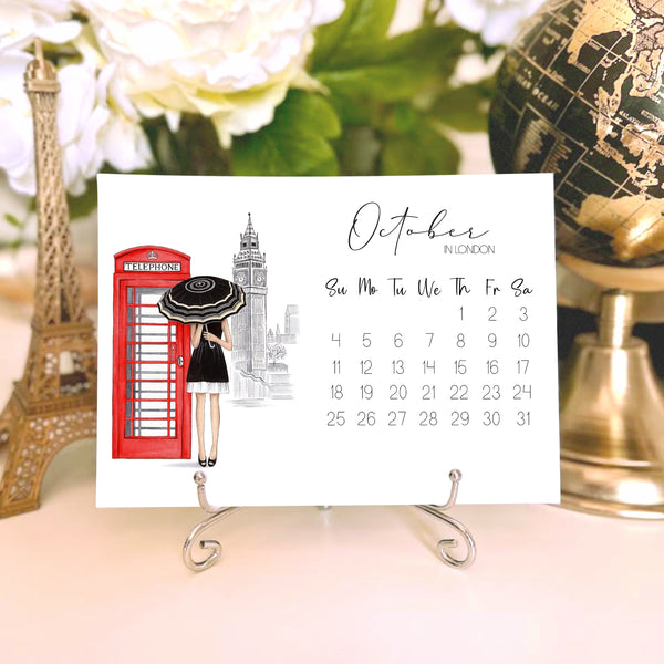 2026 Travel Calendar - Fashion Illustration Desk Mini Calendar