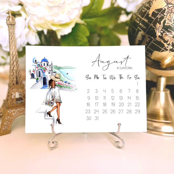 2026 Travel Calendar - Fashion Illustration Desk Mini Calendar