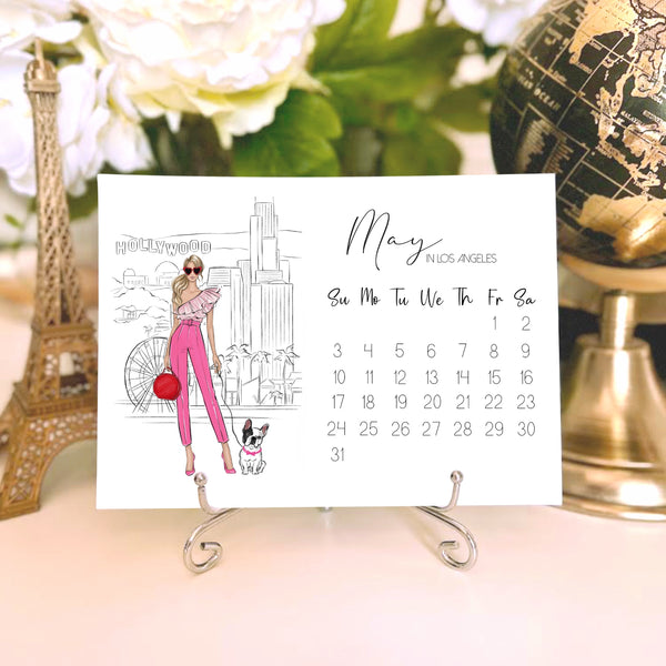 2026 Travel Calendar - Fashion Illustration Desk Mini Calendar