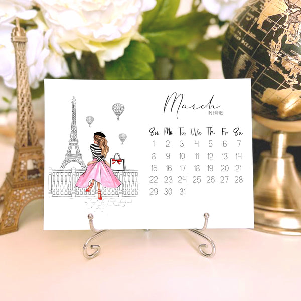 2026 Travel Calendar - Fashion Illustration Desk Mini Calendar