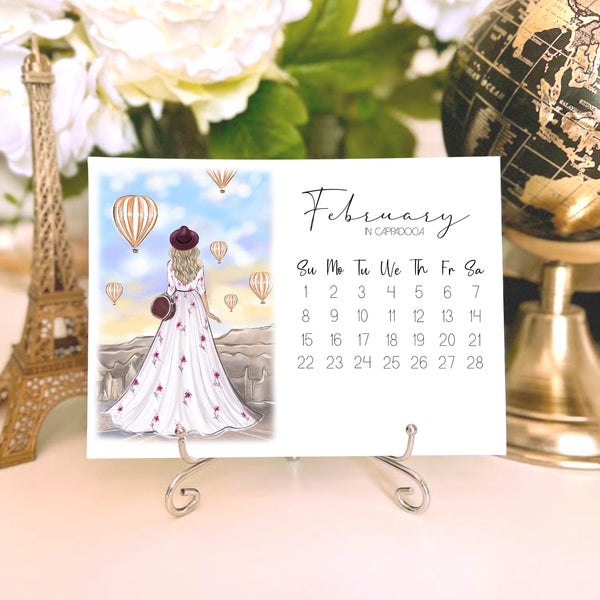 2026 Travel Calendar - Fashion Illustration Desk Mini Calendar
