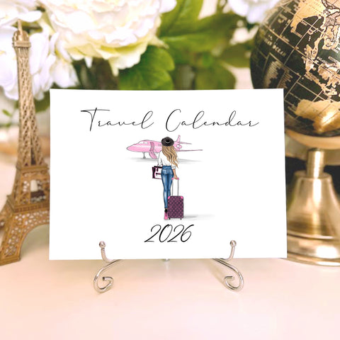 2026 Travel Calendar - Fashion Illustration Desk Mini Calendar
